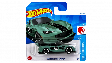 Машинка Базовая Hot Wheels '15 Mazda MX-5 Miata J-Imports 1:64 HTC42 Green - Retromagaz, image 1