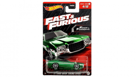 Тематична Машинка Hot Wheels '72 Ford Gran Torino Sport Fast & Furious 1:64 HNR94 Green - Retromagaz, image 1