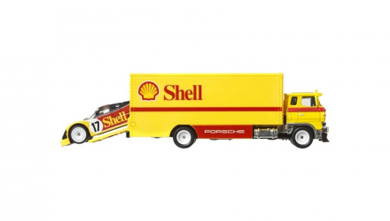 Машинка Premium Hot Wheels Porsche 962 та Транспортер Sakura Sprinter Shell Team Transport 1:64 FLF56/HCR34 Yellow 2шт - Retromagaz, image 4