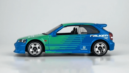 Тематическая Машинка Hot Wheels '99 Honda Civic Type R (EK9) Falken Speed Graphics 1:64 HRT09 Blue - Retromagaz, image 3