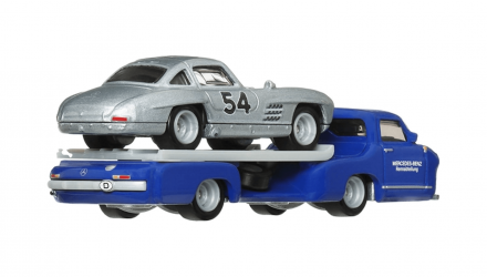 Машинка Premium Hot Wheels Mercedes-Benz 300 SL та Транспортер '55 Blaues Wunder Team Transport 1:64 HRV48 Silver 2шт - Retromagaz, image 4