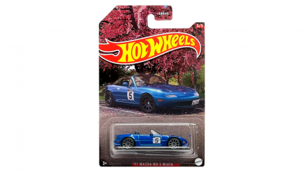 Тематическая Машинка Hot Wheels '91 Mazda MX-5 Miata Japanese Classics 1:64 HLK17 Blue - Retromagaz, image 1