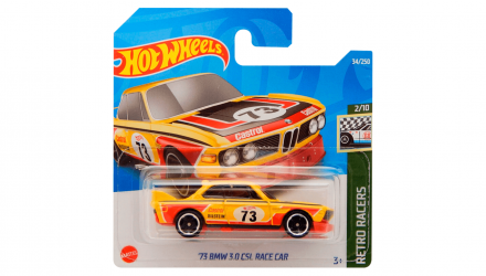 Машинка Базова Hot Wheels '73 BMW 3.0 CSL Race Car Retro Racers 1:64 HCW51 Yellow - Retromagaz, image 1