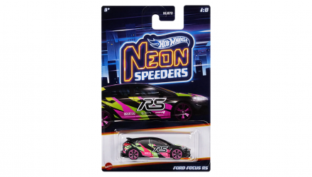 Тематическая Машинка Hot Wheels Ford Focus RS Neon Speeders 1:64 HLH72/HLH73 Black - Retromagaz, image 1