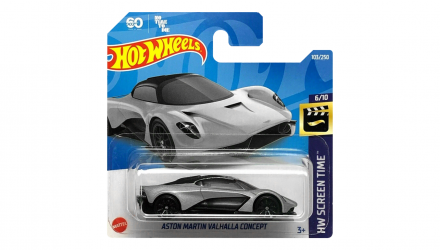 Машинка Базовая Hot Wheels 007 60 Years of Bond No Time to Die Aston Martin Valhalla Concept Screen Time 1:64 HCV69 Silver - Retromagaz, image 1