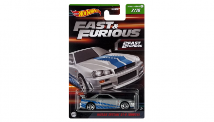 Тематична Машинка Hot Wheels Nissan Skyline GT-R (BNR34) Fast & Furious 1:64 HNR88/HNT02 Silver - Retromagaz, image 1