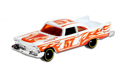 Машинка Базова Hot Wheels '57 Plymouth Fury Flames 1:64 GHD67 White - Retromagaz, image 2