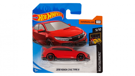 Машинка Базовая Hot Wheels 2018 Honda Civic Type R Nightburnerz 1:64 FYB72 Red - Retromagaz, image 1