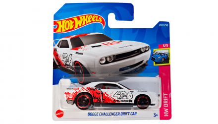 Машинка Базовая Hot Wheels Dodge Challenger Drift Car Drift 1:64 HCV88 White - Retromagaz, image 1