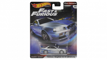 Машинка Premium Hot Wheels Nissan Skyline GT-R (BNR34) Fast & Furious 1:64 GBW78 Silver - Retromagaz, image 1