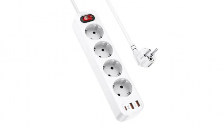 Мережевий фільтр Hoco NS1 Aura 4-bit Extension Cable Socket White 4000 W - Retromagaz, image 4