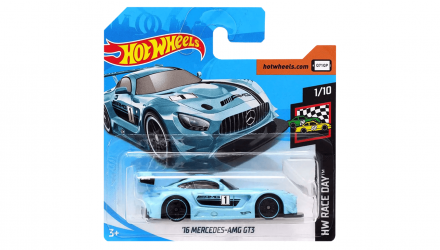 Машинка Базова Hot Wheels '16 Mercedes-AMG GT3 Race Day 1:64 FYD75 Light Blue - Retromagaz, image 1