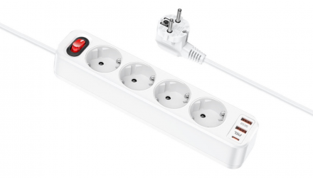 Мережевий фільтр Hoco NS1 Aura 4-bit Extension Cable Socket White 4000 W - Retromagaz, image 1