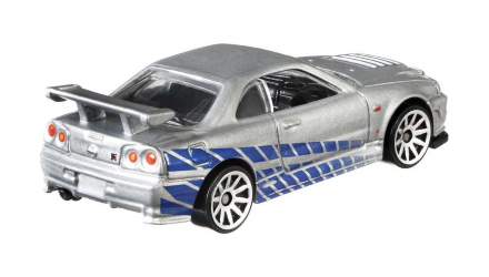 Тематическая Машинка Hot Wheels Nissan Skyline GT-R (BNR34) Fast & Furious 1:64 GRP56 Silver - Retromagaz, image 3