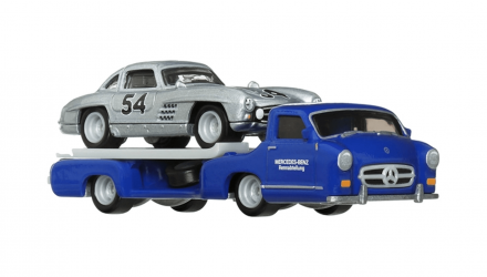 Машинка Premium Hot Wheels Mercedes-Benz 300 SL та Транспортер '55 Blaues Wunder Team Transport 1:64 HRV48 Silver 2шт - Retromagaz, image 3