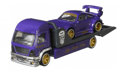 Машинка Premium Hot Wheels RWB Porsche 930 та Транспортер Aero Lift Team Transport 1:64 GJT37 Purple 2шт - Retromagaz, image 1