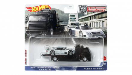 Машинка Premium Hot Wheels 1997 Mercedes-Benz CLK-GTR и Транспортер Fleet Street Team Transport 1:64 FLF56/HKF46 Silver 2шт - Retromagaz, image 1