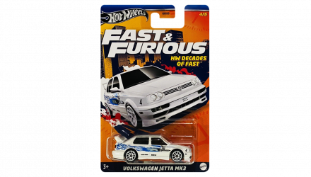 Тематична Машинка Hot Wheels Volkswagen Jetta MK3 Decades of Fast & Furious 1:64 HNR88/HRW44 White - Retromagaz, image 1