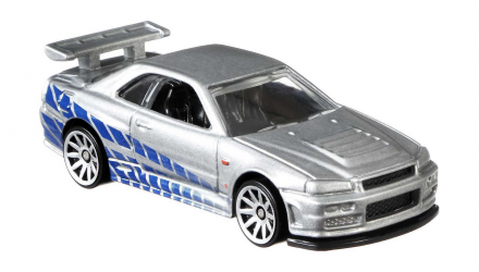 Тематическая Машинка Hot Wheels Nissan Skyline GT-R (BNR34) Fast & Furious 1:64 GRP56 Silver - Retromagaz, image 4