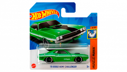 Машинка Базовая Hot Wheels '70 Dodge Hemi Challenger Muscle Mania 1:64 HKJ55 Green - Retromagaz, image 1