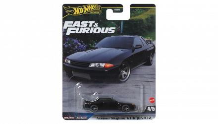 Машинка Premium Hot Wheels Nissan Skyline GT-R (BNR32) Fast & Furious 1:64 HYP69 Black - Retromagaz, image 1