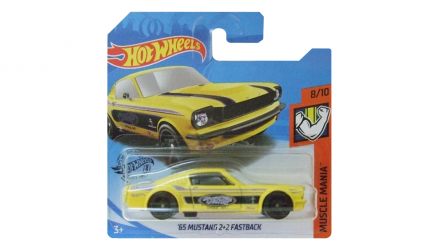 Машинка Базова Hot Wheels '65 Mustang 2+2 Fastback Muscle Mania 1:64 FYG74 Yellow - Retromagaz, image 1