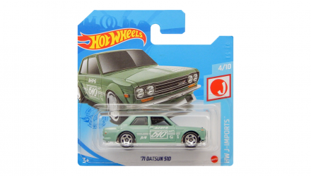 Машинка Базова Hot Wheels '71 Datsun 510 J-Imports 1:64 GTB02 Green - Retromagaz, image 1