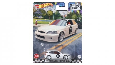 Машинка Premium Hot Wheels '99 Honda Civic Type R (EK9) Boulevard 1:64 GJT68/HKF19 White - Retromagaz, image 1