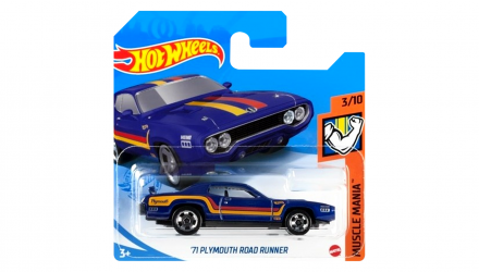 Машинка Базовая Hot Wheels '71 Plymouth Road Runner Muscle Mania 1:64 GTB42 Blue - Retromagaz, image 1