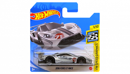 Машинка Базовая Hot Wheels 2016 Ford GT Race Borla Speed Graphics 1:64 GRY40 Metallic Silver - Retromagaz, image 1