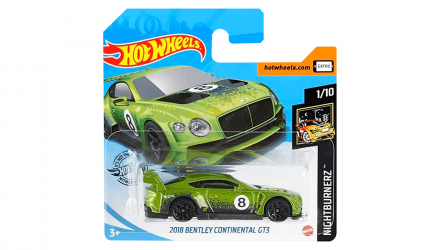 Машинка Базова Hot Wheels 2018 Bentley Continental GT3 Nightburnerz 1:64 GHB29 Green - Retromagaz, image 1