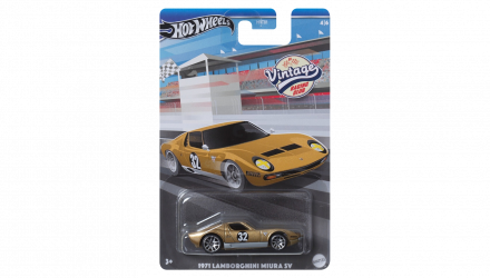 Тематическая Машинка Hot Wheels 1971 Lamborghini Miura SV Vintage Racing Club 1:64 HRT81/HRV03 Gold - Retromagaz, image 1