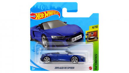 Машинка Базовая Hot Wheels 2019 Audi R8 Spyder Exotics 1:64 GRY87 Blue - Retromagaz, image 1