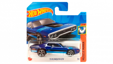 Машинка Базова Hot Wheels '71 Plymouth GTX Muscle Mania 1:64 HKK91 Blue - Retromagaz, image 1