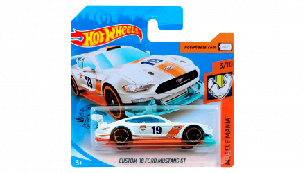 Машинка Базова Hot Wheels Custom '18 Ford Mustang GT Gulf Muscle Mania 1:64 FYF87 White - Retromagaz, image 1