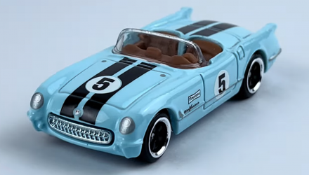 Тематическая Машинка Hot Wheels 1955 Corvette Vintage Racing Club 1:64 HRT81/HRV01 Blue - Retromagaz, image 2