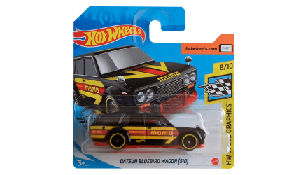 Машинка Базова Hot Wheels Datsun Bluebird Wagon (510) Speed Graphics 1:64 GHF35 Black - Retromagaz, image 1