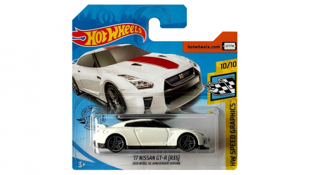 Машинка Базовая Hot Wheels '17 Nissan GT-R (R35) 2020 Model 50 Anniversary Version Speed Graphics 1:64 GHC83 White - Retromagaz, image 1