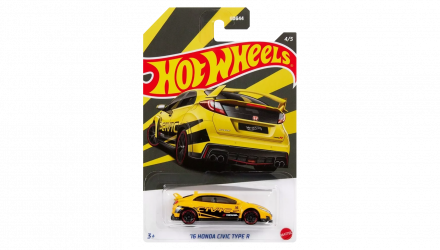 Тематическая Машинка Hot Wheels '16 Honda Civic Type R Honda 1:64 HDH18 Yellow - Retromagaz, image 1