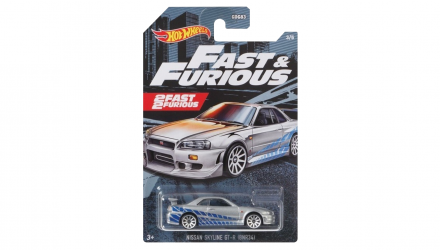 Тематическая Машинка Hot Wheels Nissan Skyline GT-R (BNR34) Fast & Furious 1:64 GRP56 Silver - Retromagaz, image 1