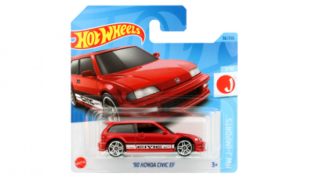 Машинка Базовая Hot Wheels '90 Honda Civic EF J-Imports 1:64 HKJ16 Red - Retromagaz, image 1