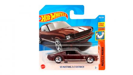 Машинка Базовая Hot Wheels '65 Mustang 2+2 Fastback Muscle Mania 1:64 HCX81 Dark Red - Retromagaz, image 1