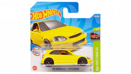 Машинка Базовая Hot Wheels '99 Honda Civic Type R (EK9) Hatchbacks 1:64 HCT98 Yellow - Retromagaz, image 1