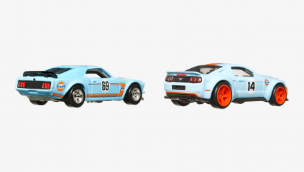 Машинка Premium Hot Wheels 2шт 1969 Ford Mustang Boss 302 / 2014 Custom Mustang Gulf 2-Packs 1:64 HKF58 Blue - Retromagaz, image 3