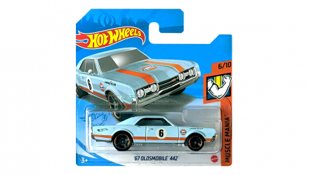 Машинка Базовая Hot Wheels '67 Oldsmobile 442 Gulf Muscle Mania 1:64 GTB41 Light Blue - Retromagaz, image 1