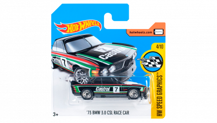 Машинка Базовая Hot Wheels '73 BMW 3.0 CSL Race Car Speed Graphics 1:64 DTX60 Black - Retromagaz, image 1