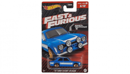 Тематическая Машинка Hot Wheels '70 Ford Escort RS1600 Fast & Furious 1:64 HNR96 Blue - Retromagaz, image 1