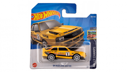 Машинка Базова Hot Wheels '84 Audi Sport Quattro Rally Champs 1:64 HCV29 Yellow - Retromagaz, image 1