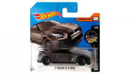 Машинка Базовая Hot Wheels '17 Nissan GT-R (R35) Nightburnerz 1:64 DVC50 Grey - Retromagaz, image 1