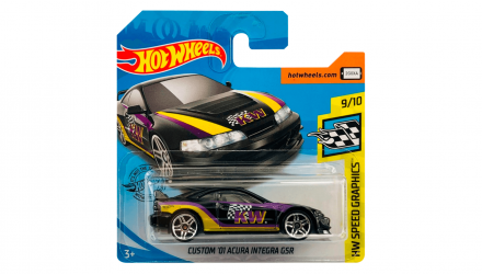 Машинка Базовая Hot Wheels Custom '01 Acura Integra GSR Speed Graphics 1:64 FYF02 Black - Retromagaz, image 1